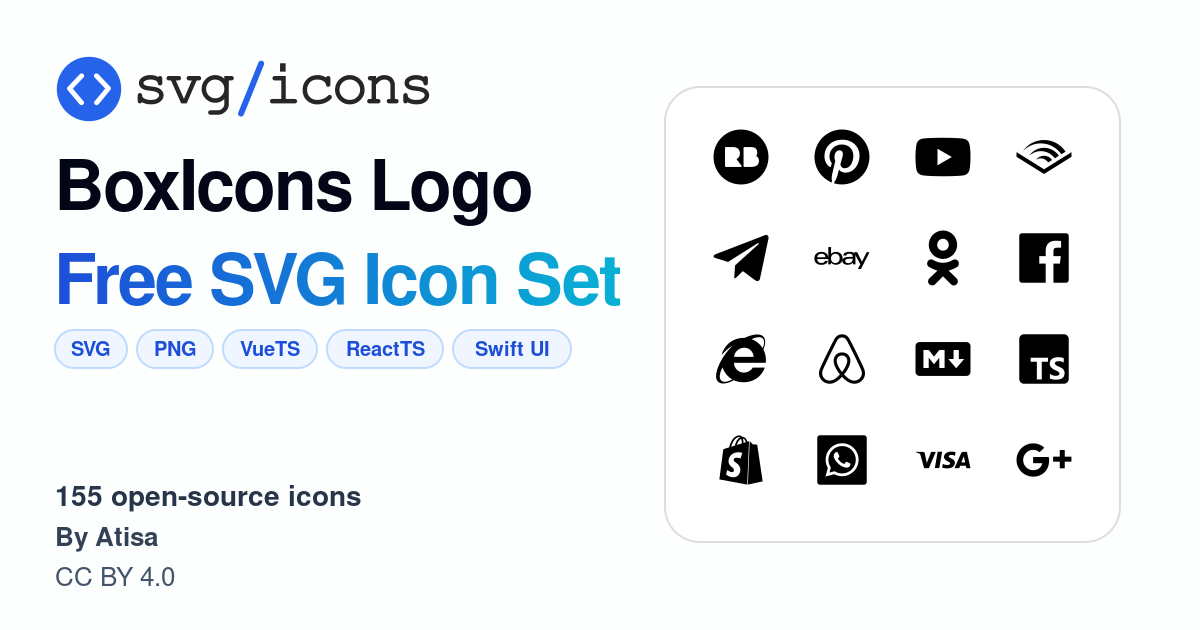 Svg/icons - BoxIcons Logo Icon Set, 155 free SVG icons