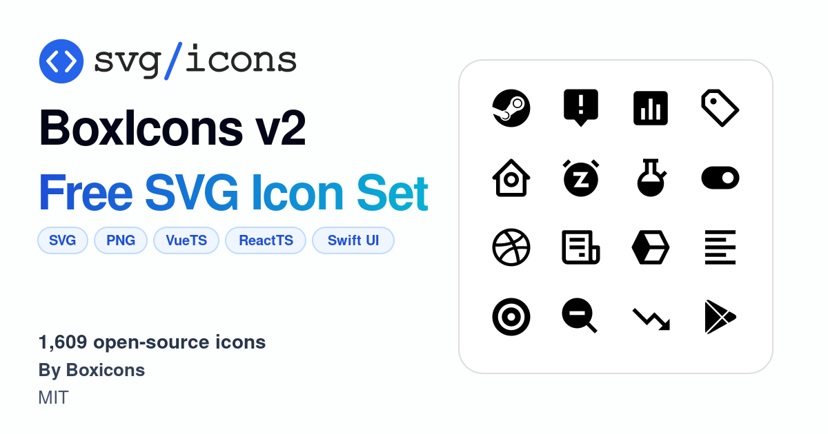 Svg/icons - BoxIcons v2 Icon Set, 1609 free SVG icons