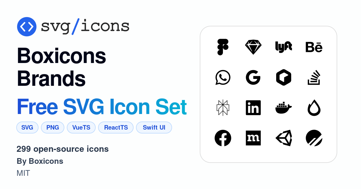 Svg/icons - Boxicons Brands Icon Set, 299 free SVG icons
