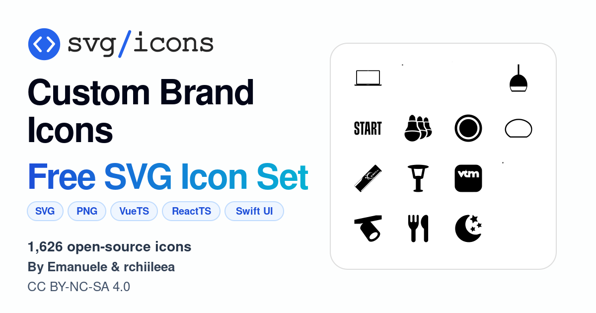 Svg/icons - Custom Brand Icons Icon Set, 1626 free SVG icons