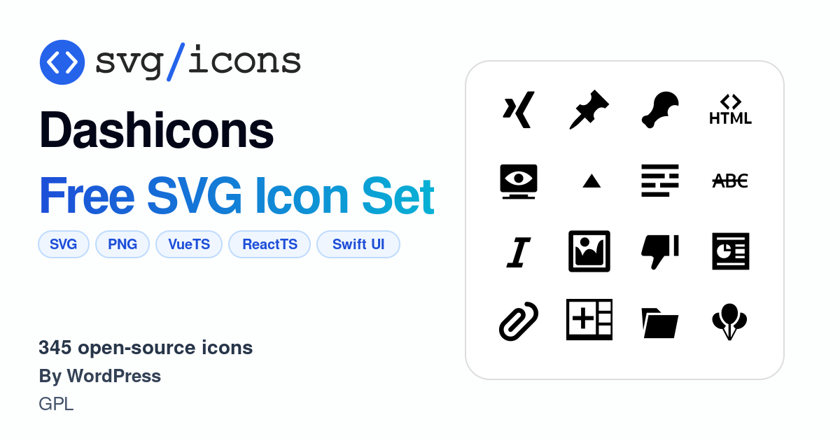 Svg/icons - Dashicons Icon Set, 345 free SVG icons