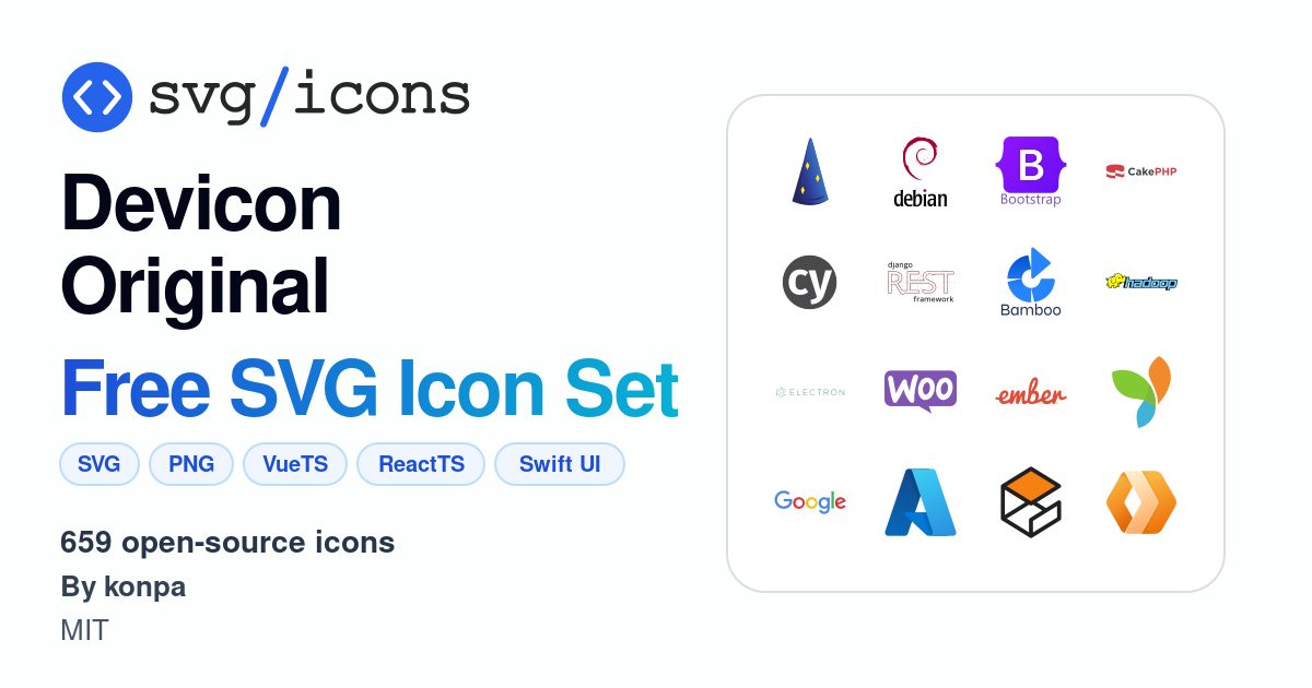 Svg/icons - Devicon Original Icon Set, 659 free SVG icons