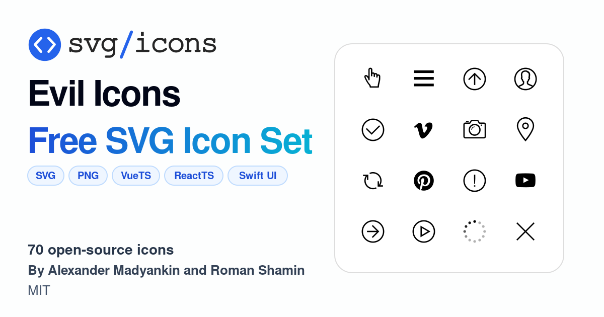 Svg/icons - Evil Icons Icon Set, 70 free SVG icons