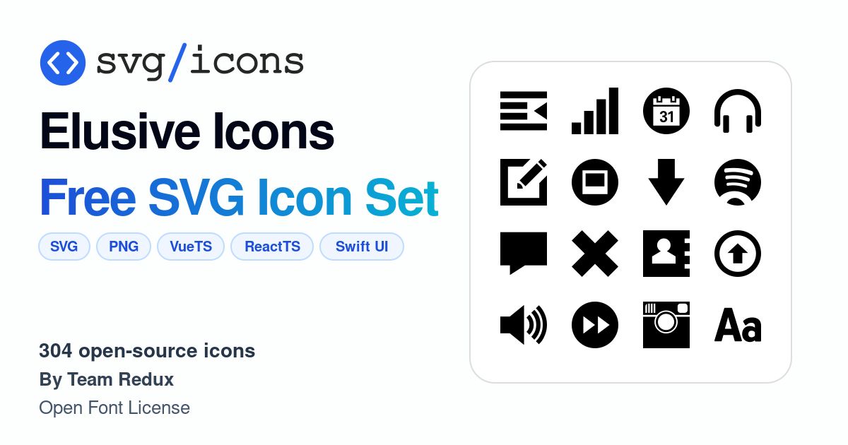 Svg/icons - Elusive Icons Icon Set, 304 free SVG icons
