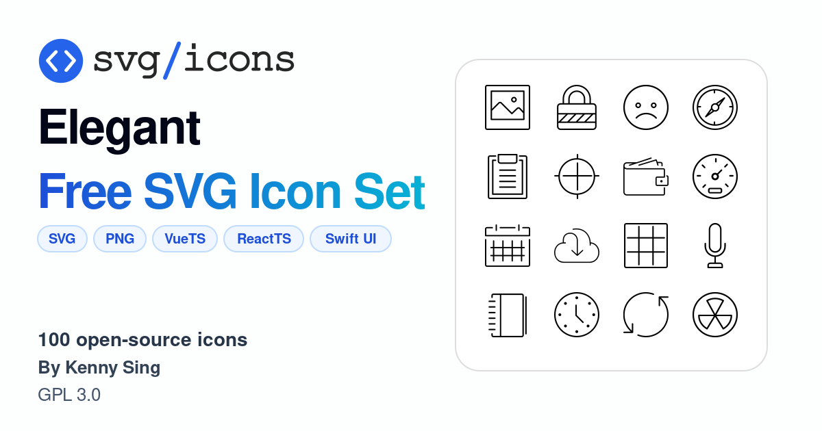 Svg/icons - Elegant Icon Set, 100 free SVG icons