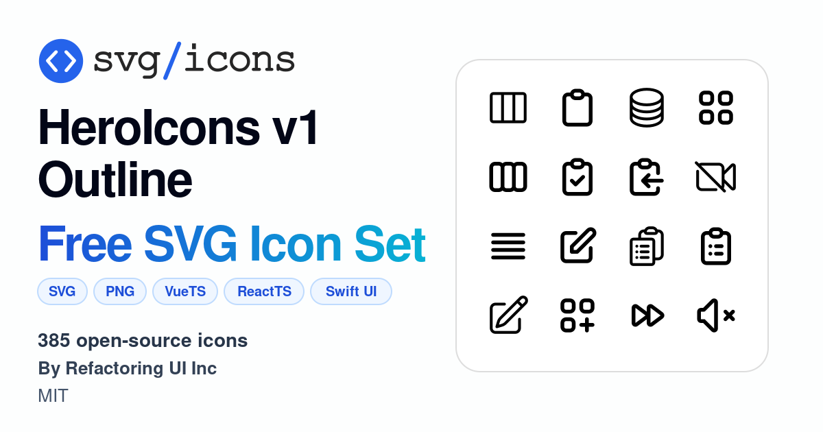 Svg/icons - HeroIcons v1 Outline Icon Set, 385 free SVG icons