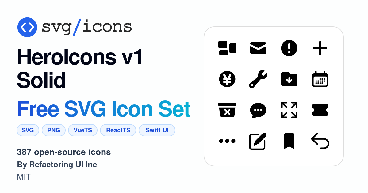 Svg/icons - HeroIcons v1 Solid Icon Set, 387 free SVG icons