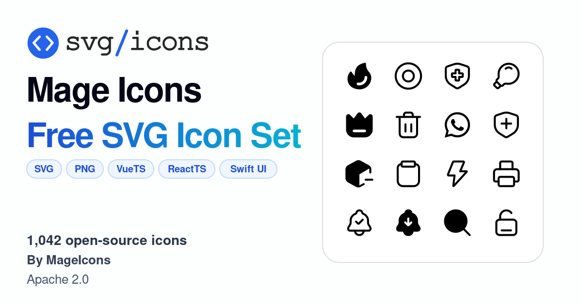 Svg/icons - Mage Icons Icon Set, 1042 free SVG icons