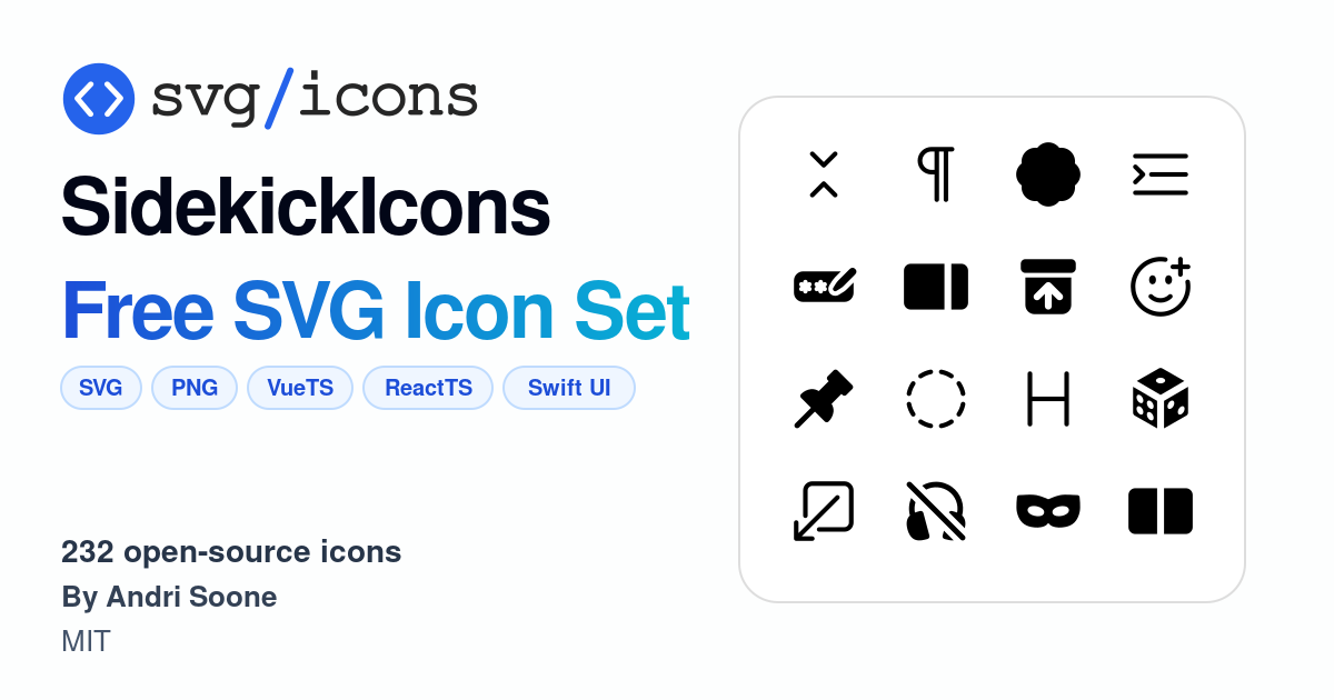 Svg/icons - SidekickIcons Icon Set, 232 free SVG icons