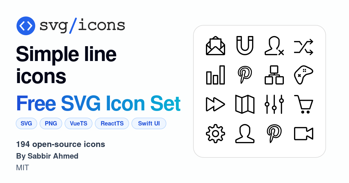 Svg/icons - Simple line icons Icon Set, 194 free SVG icons
