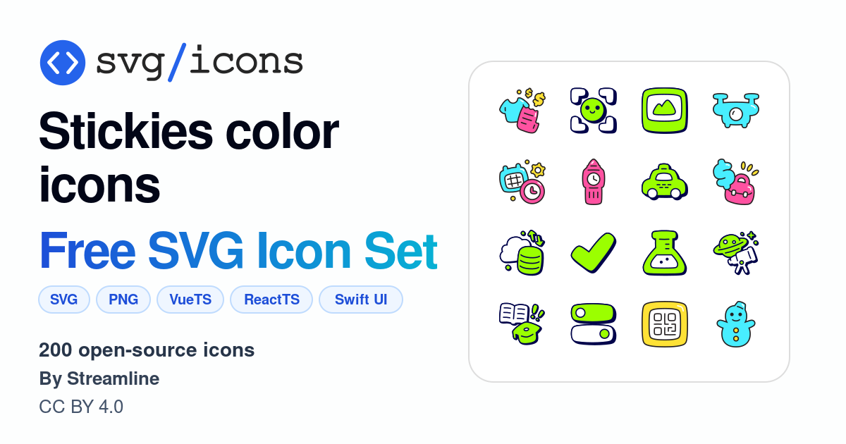 Svg/icons - Stickies color icons Icon Set, 200 free SVG icons