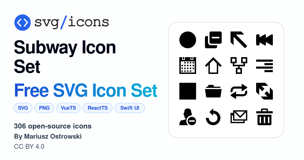 Svg/icons - Subway Icon Set Icon Set, 306 free SVG icons