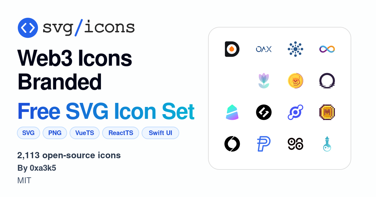Svg/icons - Web3 Icons Branded Icon Set, 2113 free SVG icons