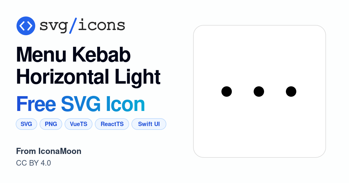 Menu-kebab-horizontal-light SVG Icon - Free Menu-kebab-horizontal-light ...