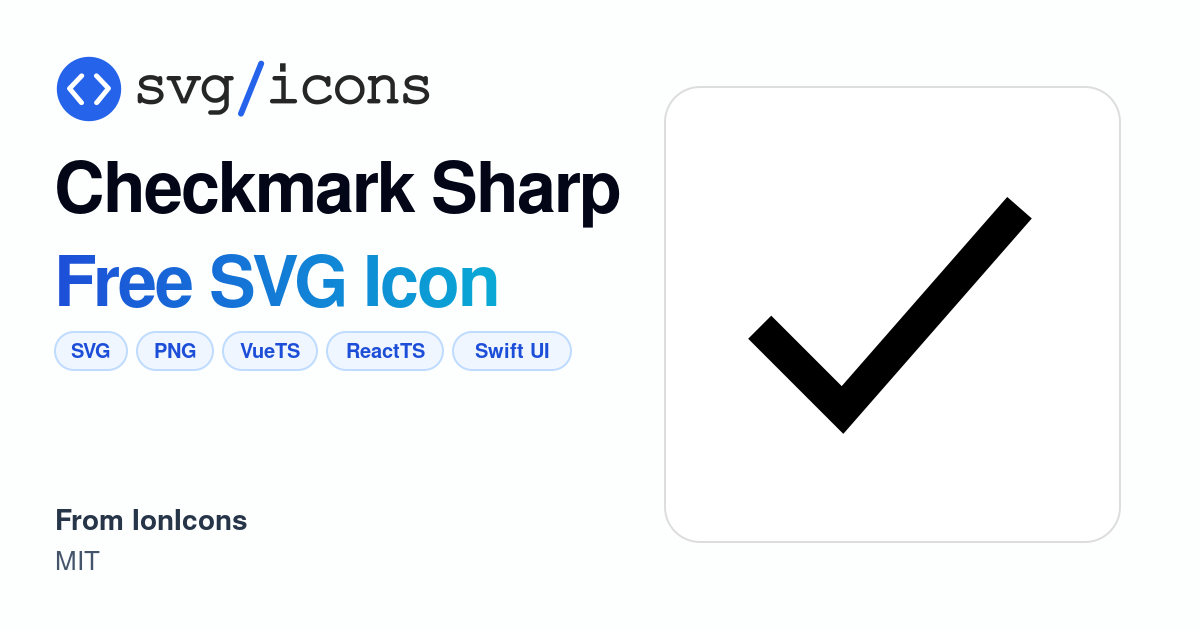 Checkmark-sharp SVG Icon - Free Checkmark-sharp PNG & SVG Download