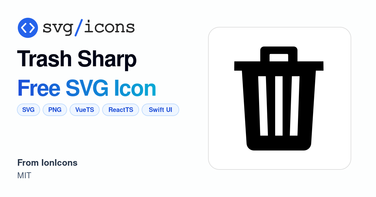 Trash-sharp SVG Icon - Free Trash-sharp PNG & SVG Download