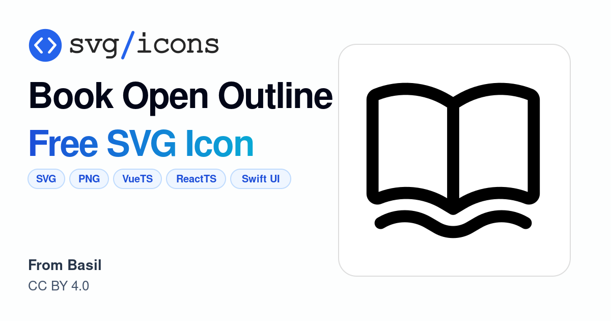 Book-open-outline SVG Icon - Free Book-open-outline PNG & SVG Download