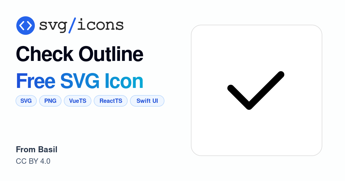 Check-outline SVG Icon - Free Check-outline PNG & SVG Download