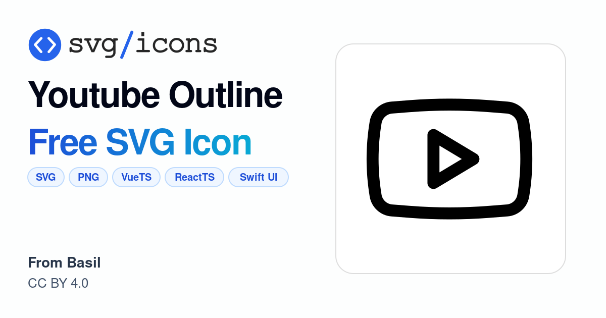 Youtube-outline SVG Icon - Free Youtube-outline PNG & SVG Download