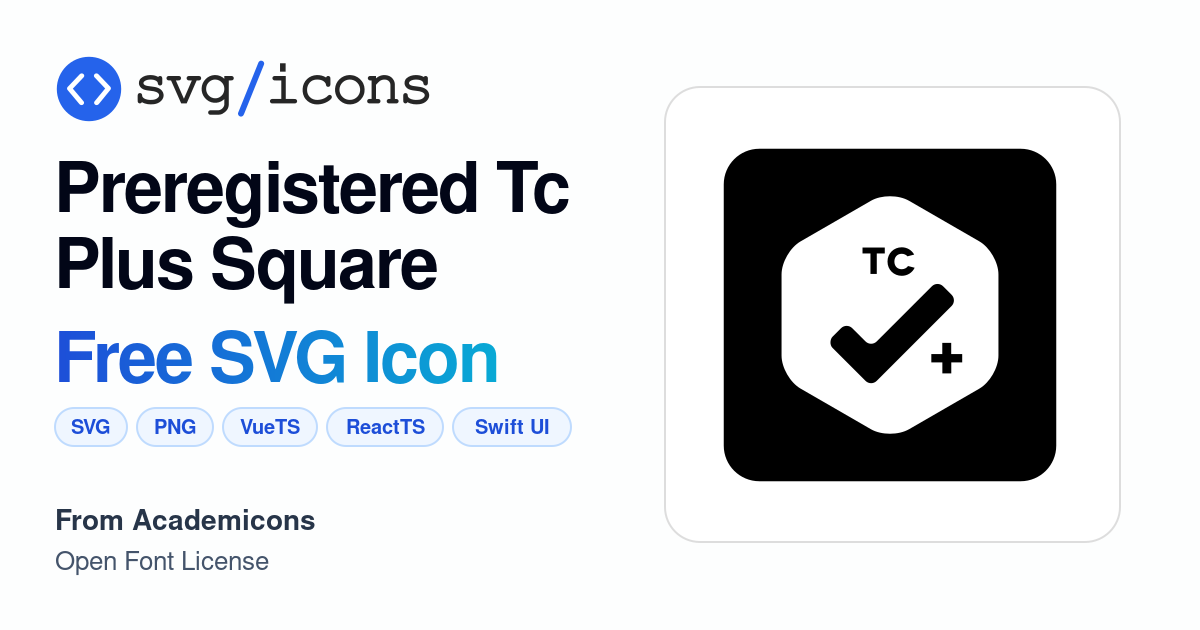 Preregistered-tc-plus-square SVG Icon - Free Preregistered-tc-plus ...