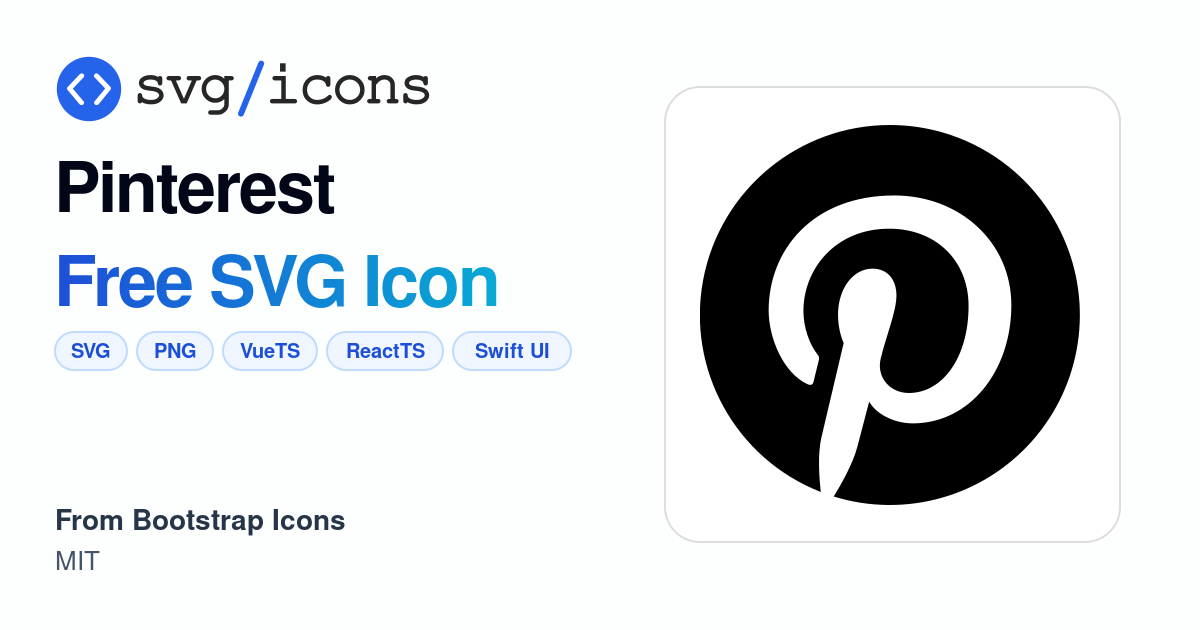 Pinterest SVG Icon - Free Pinterest PNG & SVG Download