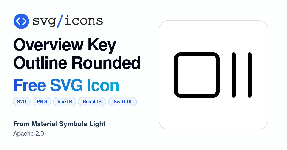 Overview-key-outline-rounded SVG Icon - Free Overview-key-outline ...