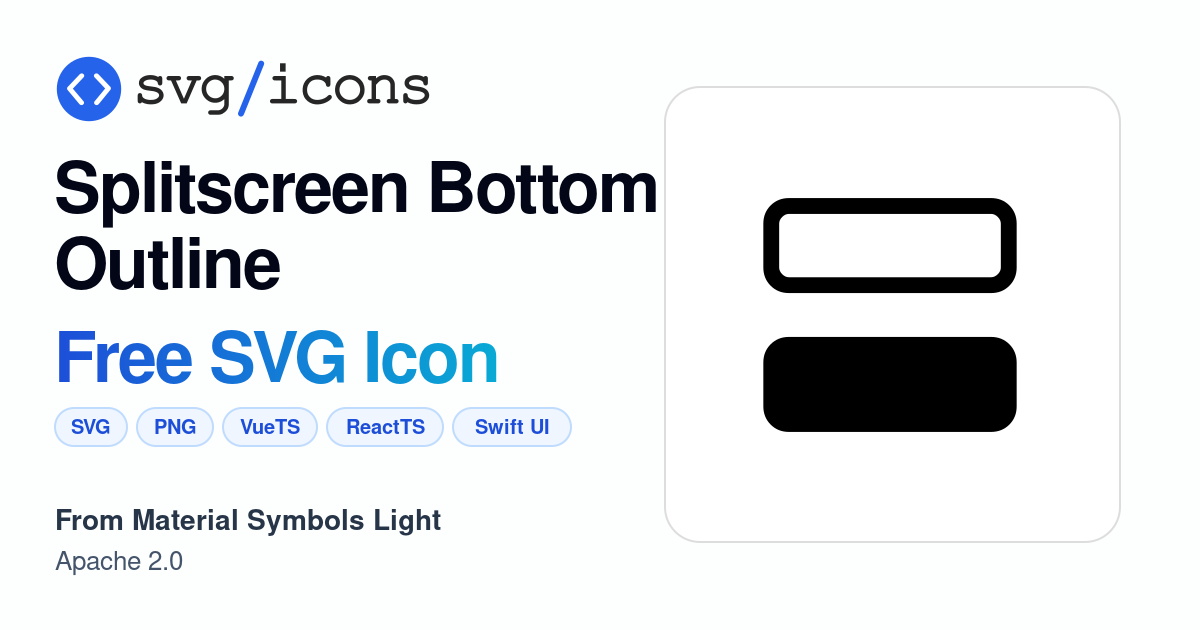 Splitscreen-bottom-outline SVG Icon - Free Splitscreen-bottom-outline ...