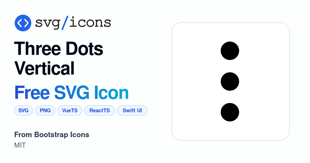 Three-dots-vertical SVG Icon - Free Three-dots-vertical PNG & SVG Download