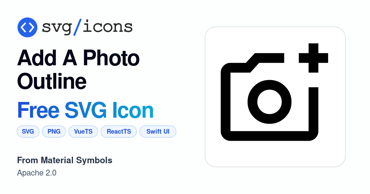 Add-a-photo-outline SVG Icon - Free Add-a-photo-outline PNG & SVG Download