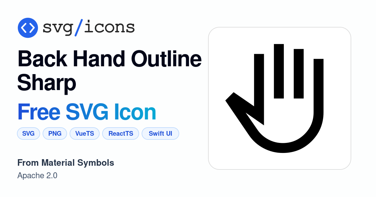 Back-hand-outline-sharp SVG Icon - Free Back-hand-outline-sharp PNG ...