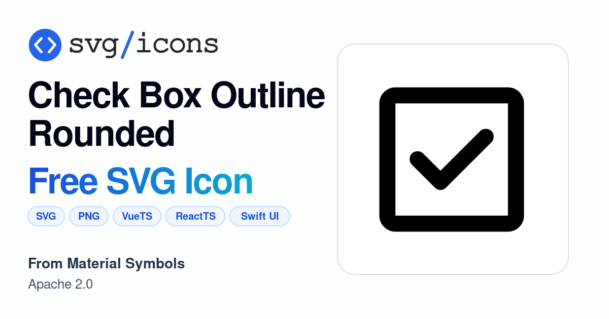 Check-box-outline-rounded SVG Icon - Free Check-box-outline-rounded PNG ...