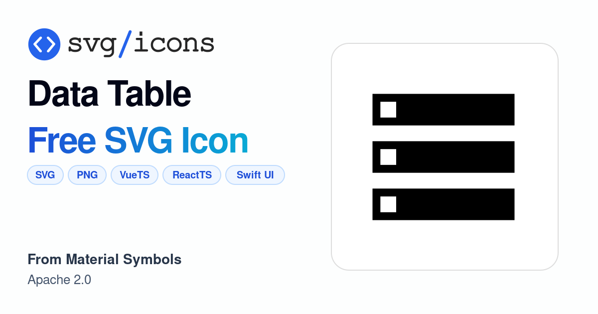 Data-table SVG Icon - Free Data-table PNG & SVG Download