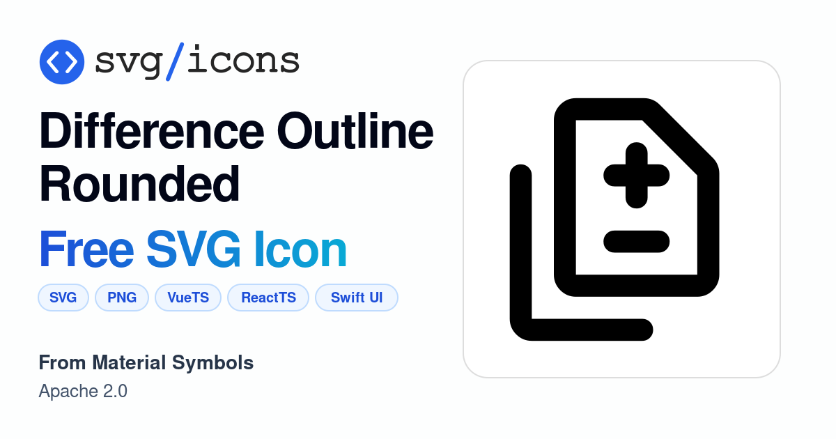 Difference-outline-rounded SVG Icon - Free Difference-outline-rounded ...
