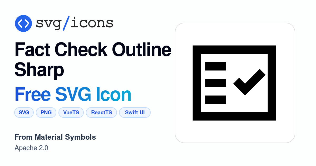 Fact-check-outline-sharp SVG Icon - Free Fact-check-outline-sharp PNG ...