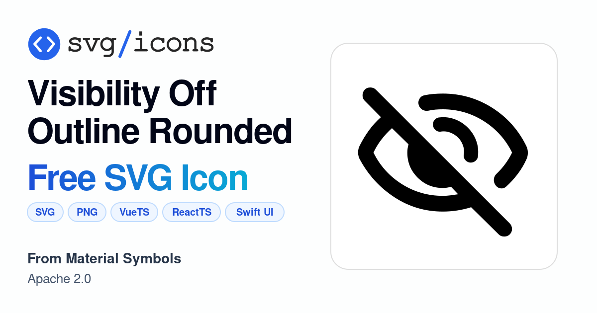 Visibility-off-outline-rounded SVG Icon - Free Visibility-off-outline ...