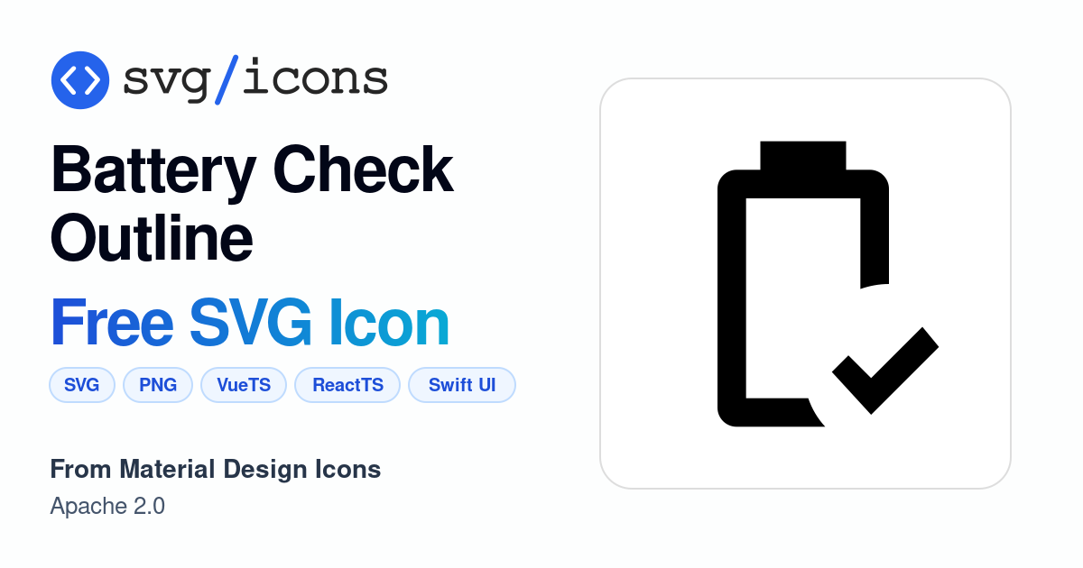 Battery-check-outline SVG Icon - Free Battery-check-outline PNG & SVG ...