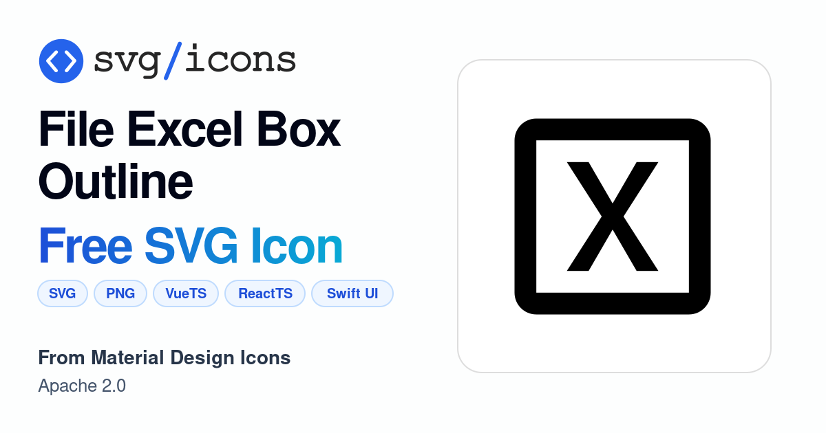 File-excel-box-outline SVG Icon - Free File-excel-box-outline PNG & SVG ...