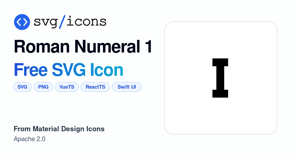 Roman-numeral-1 SVG Icon - Free Roman-numeral-1 PNG & SVG Download
