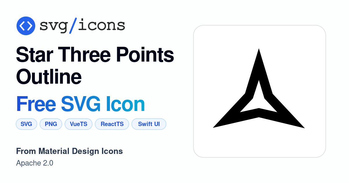 Star-three-points-outline SVG Icon - Free Star-three-points-outline PNG ...