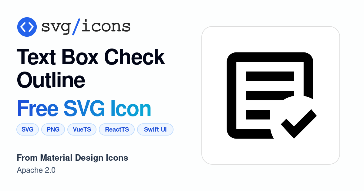 Text-box-check-outline SVG Icon - Free Text-box-check-outline PNG & SVG ...