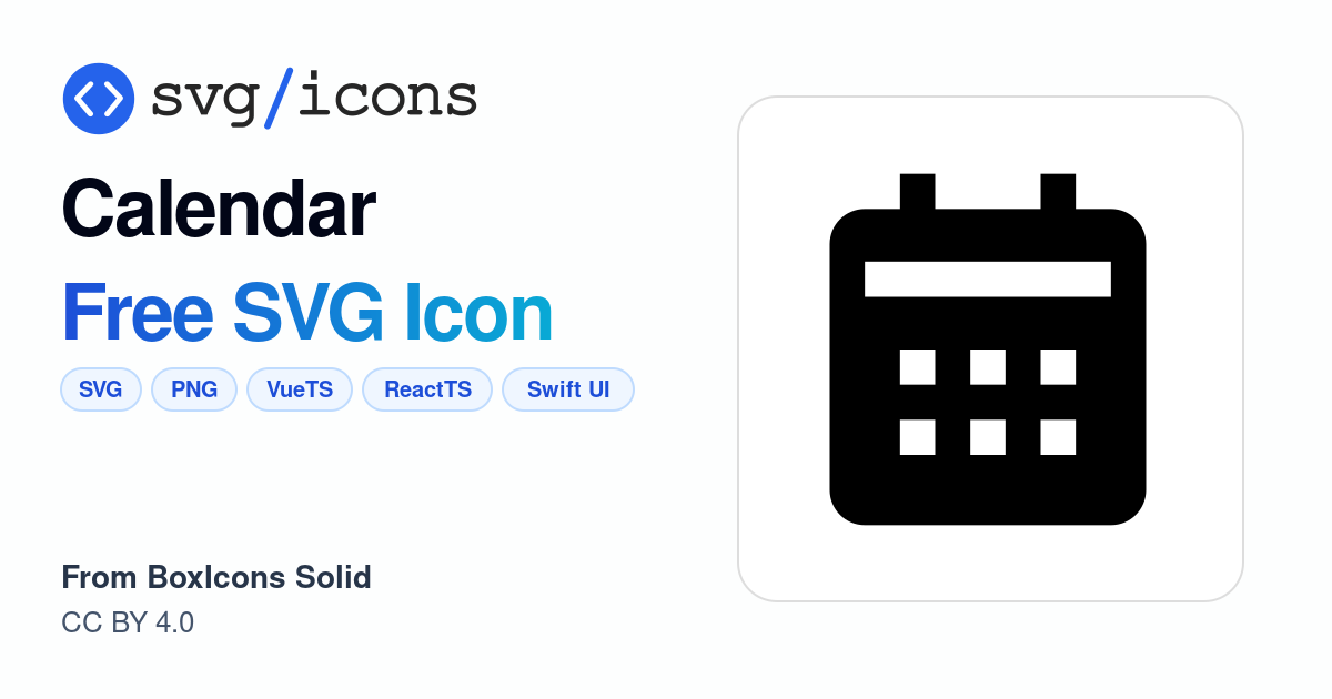 Calendar SVG Icon - Free Calendar PNG & SVG Download
