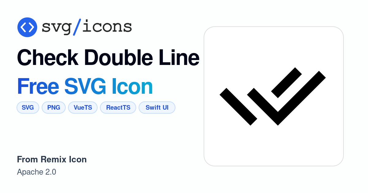 Check-double-line SVG Icon - Free Check-double-line PNG & SVG Download