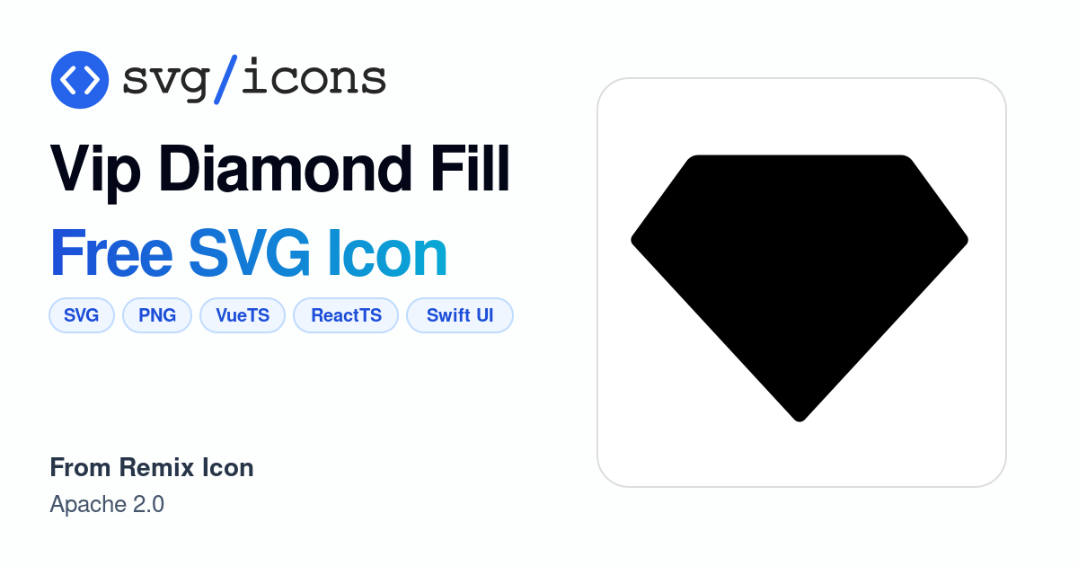 Vip-diamond-fill SVG Icon - Free Vip-diamond-fill PNG & SVG Download