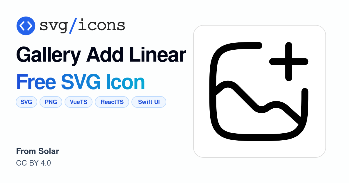 Gallery-add-linear SVG Icon - Free Gallery-add-linear PNG & SVG Download
