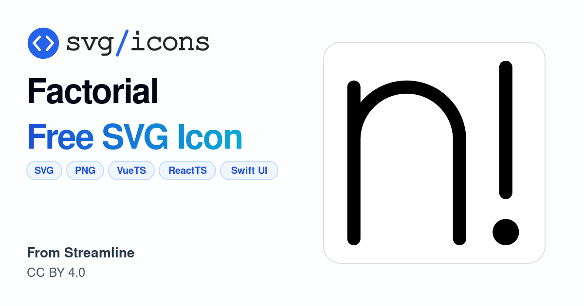 Factorial SVG Icon - Free Factorial PNG & SVG Download