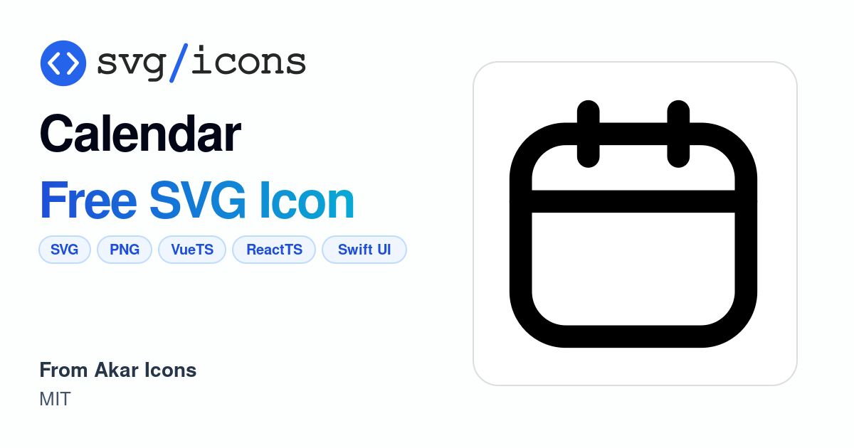 Calendar SVG Icon - Free Calendar PNG & SVG Download