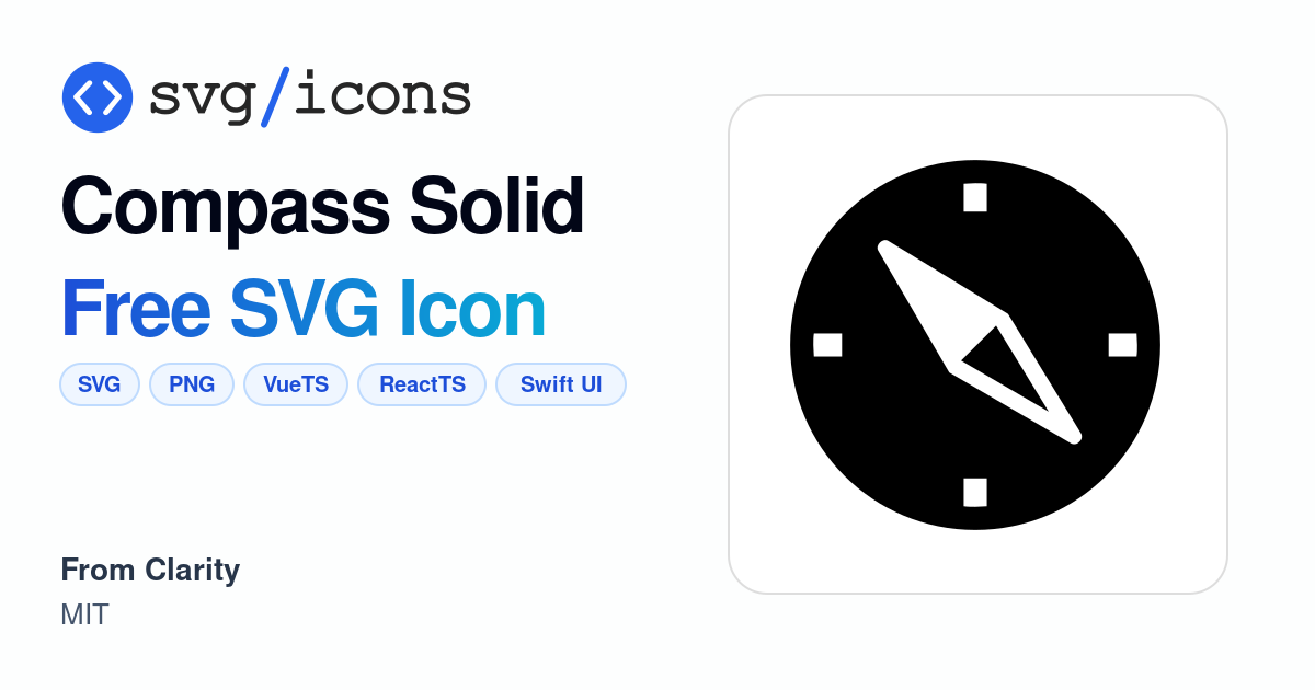 Compass-solid SVG Icon - Free Compass-solid PNG & SVG Download
