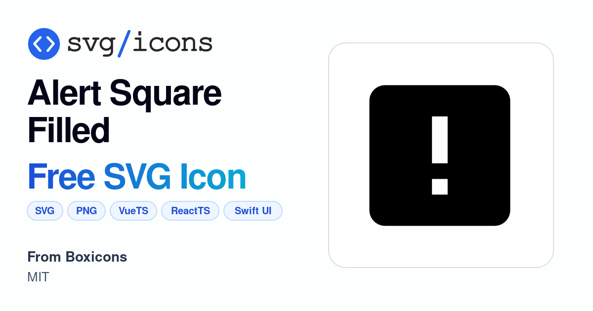 Alert-square-filled SVG Icon - Free Alert-square-filled PNG & SVG Download