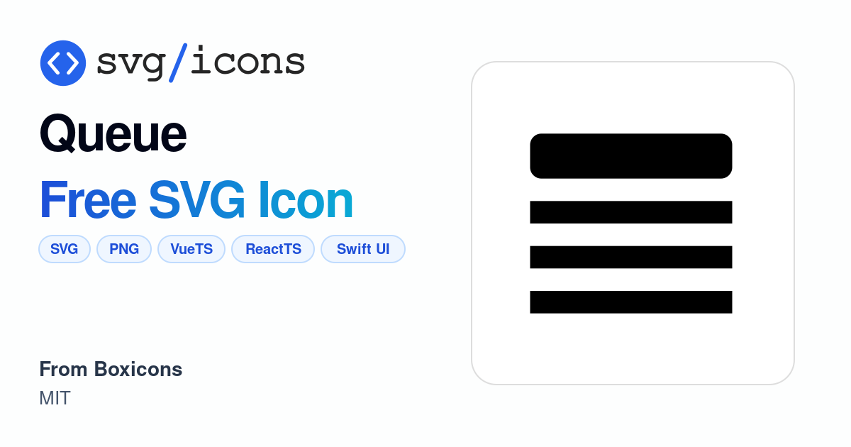 Queue SVG Icon - Free Queue PNG & SVG Download