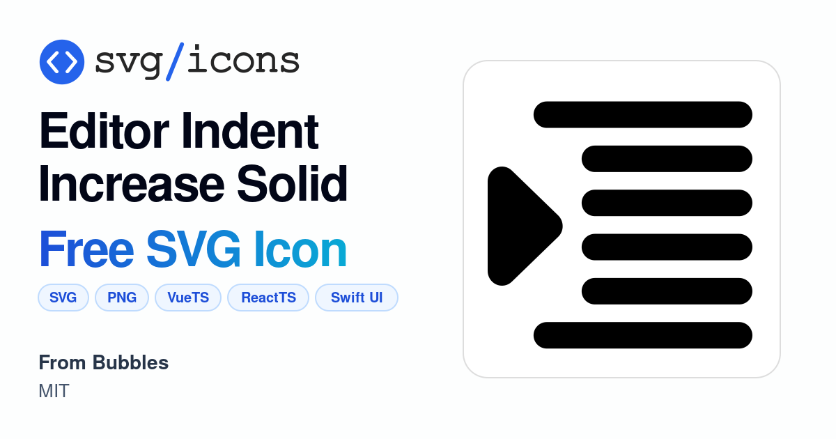 Editor-indent-increase-solid SVG Icon - Free Editor-indent-increase ...